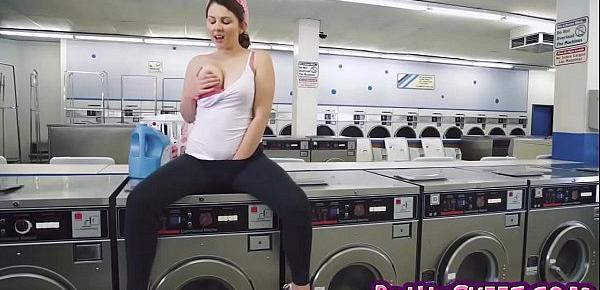  Small teen Cali Hayes is ravished while waiting for laundry
